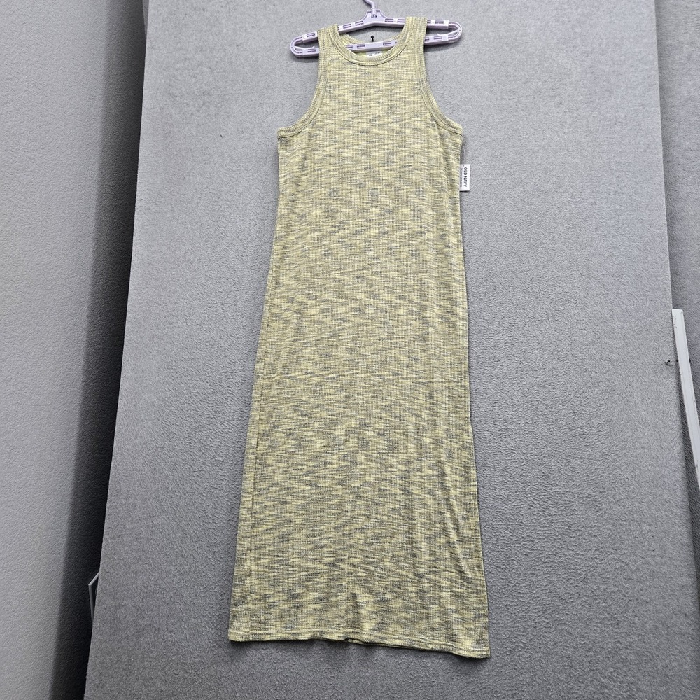 Old Navy Women Dress XL Yellow Striped Tank Dress Sleeveless Maxi Stretch NWT